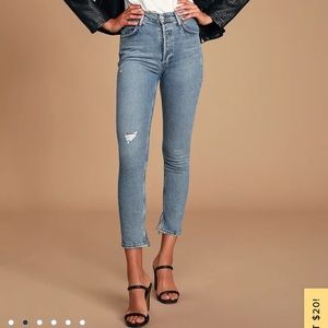 Agolde Nico High Rise Slim Jeans in Light Blue